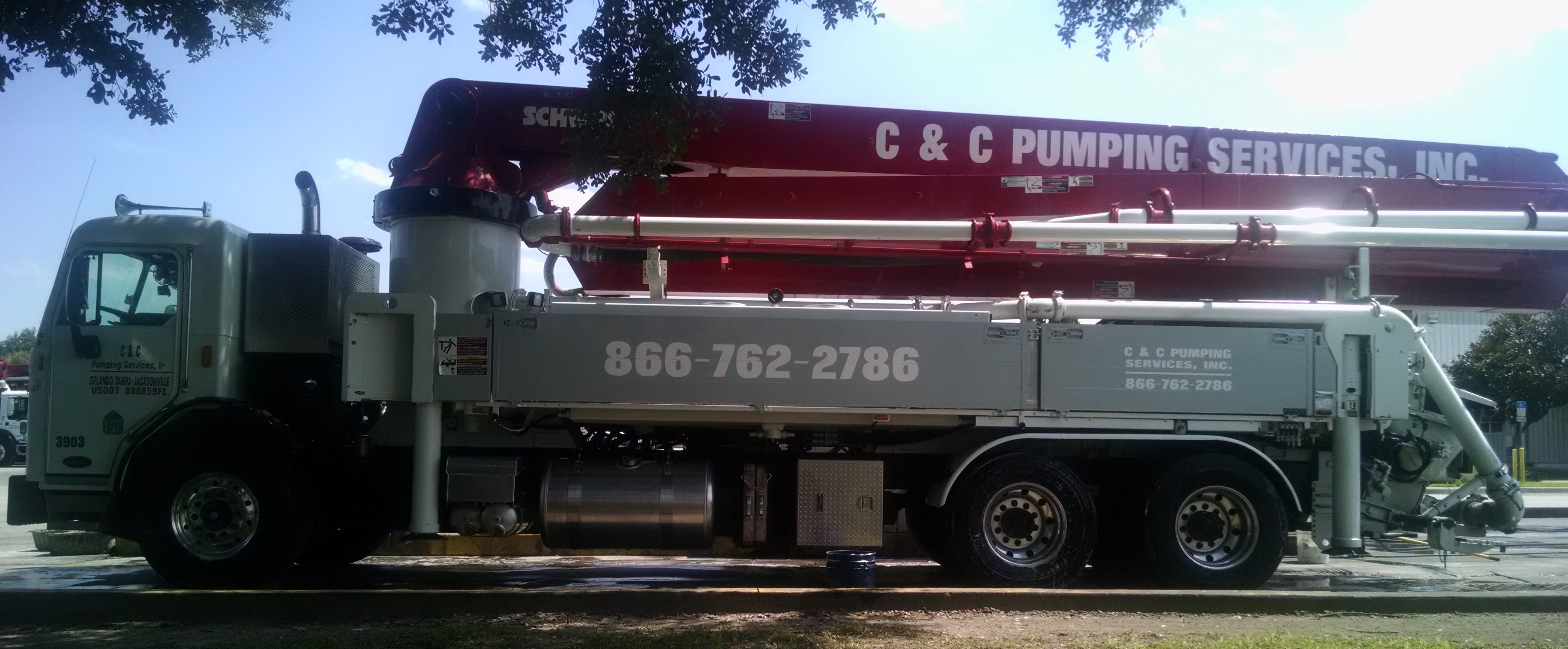 39 Meter concrete boom pump, provided by C&C Pumping Services Inc. 