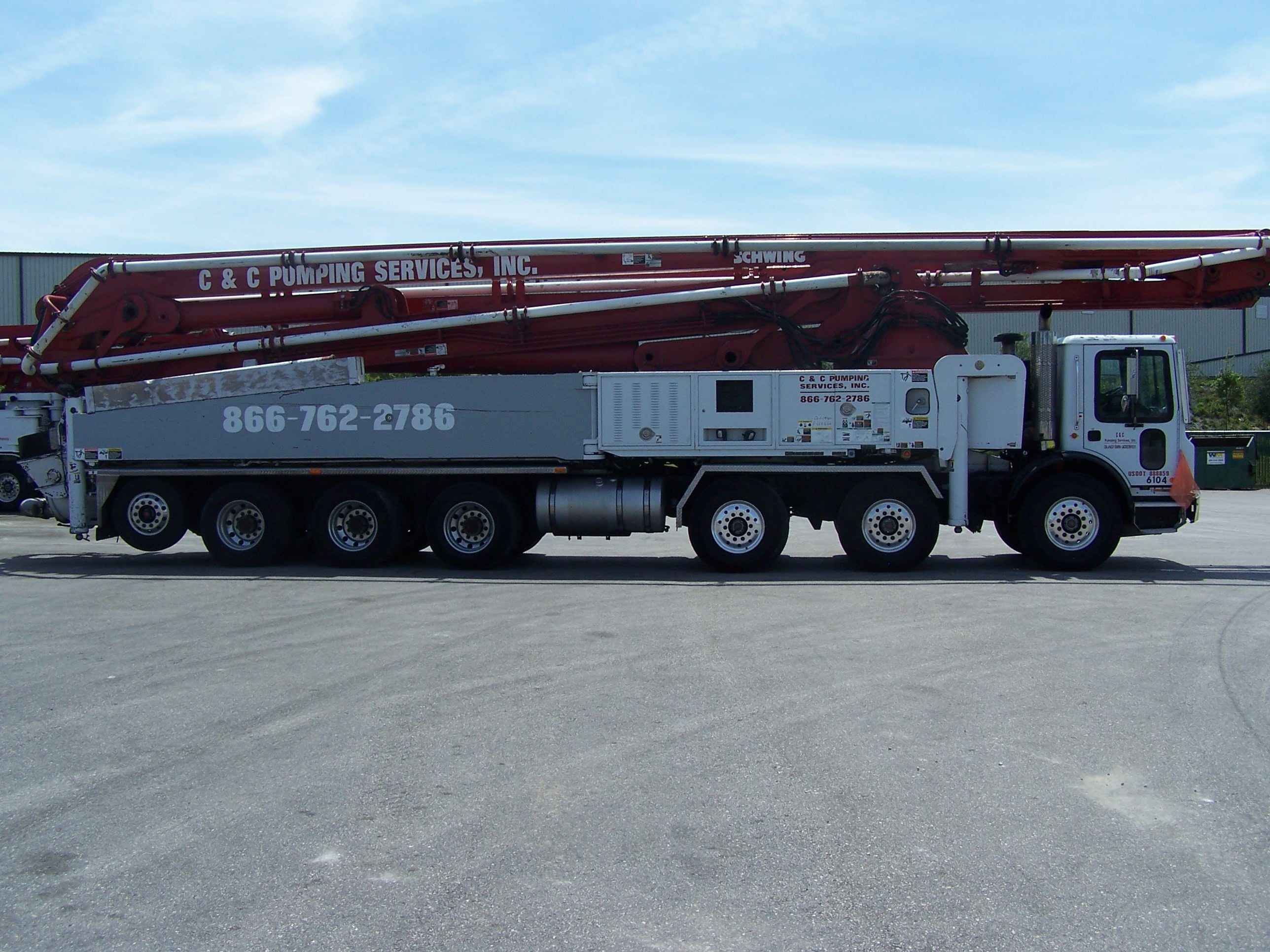 61 Meter concrete boom pump, provided by C&C Pumping Services Inc. 