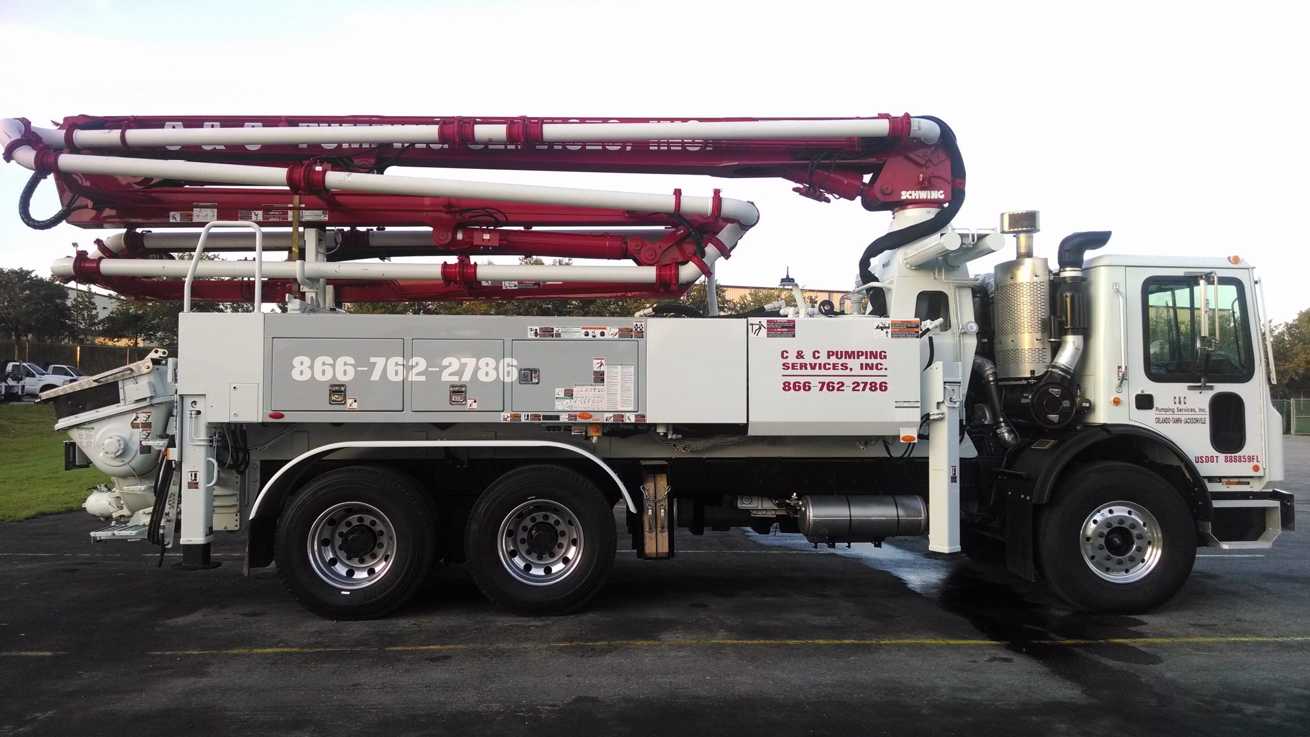 28 Meter concrete boom pump, provided by C&C Pumping Services Inc. 