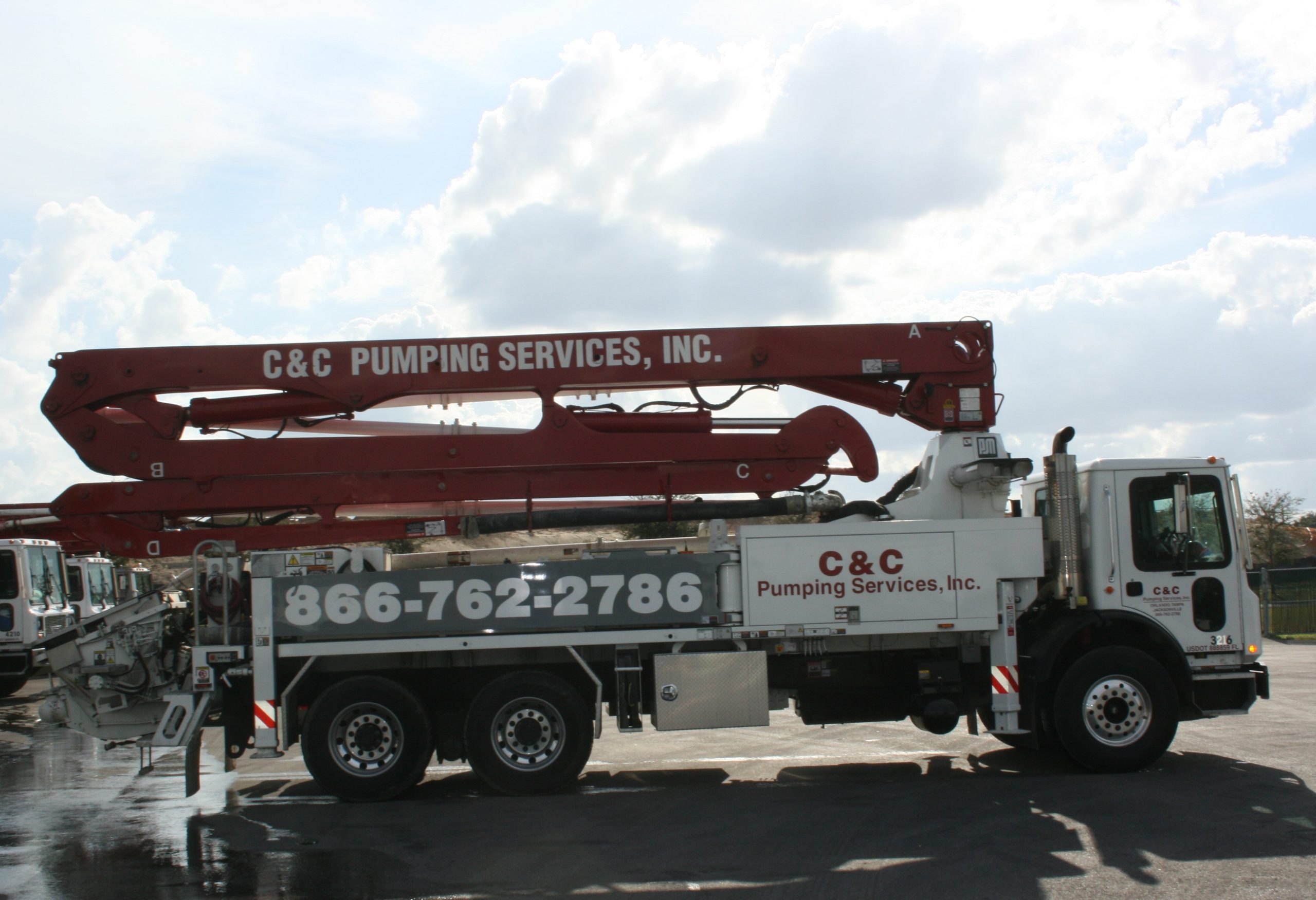 32 Meter concrete boom pump, provided by C&C Pumping Services Inc. 