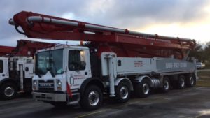 58 Meter concrete boom pump, provided by C&C Pumping Services Inc. 